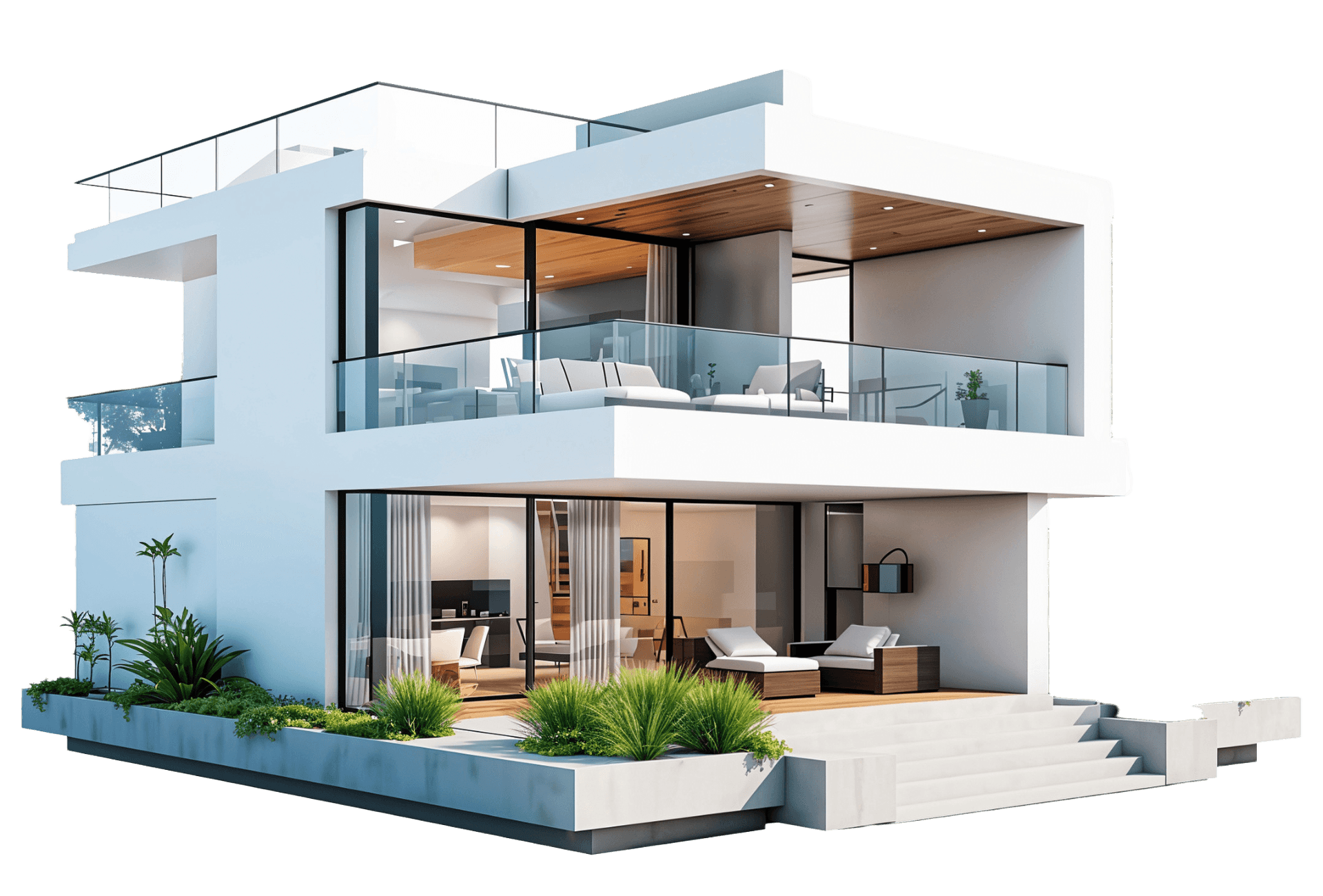 Modern house with palm trees in Morocco