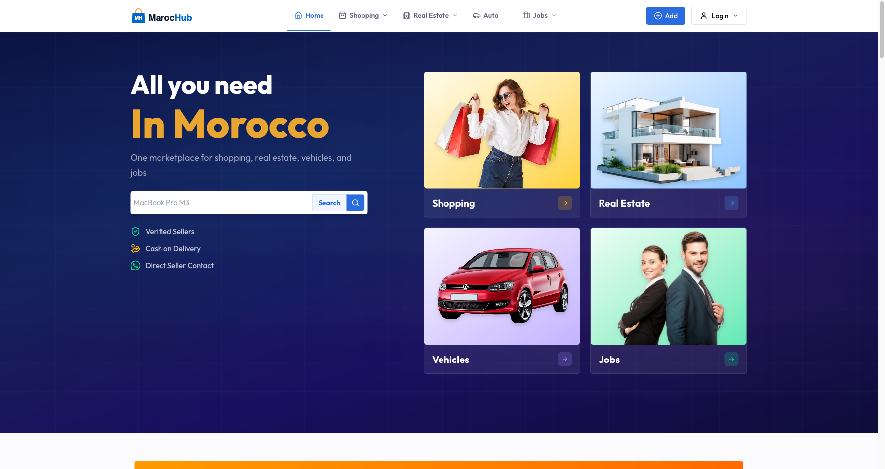 La page d'accueil de MarocHub — votre marketplace marocaine