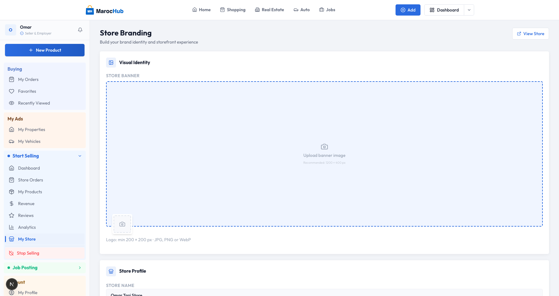 Configuration de votre boutique — banniere, logo, et identite visuelle